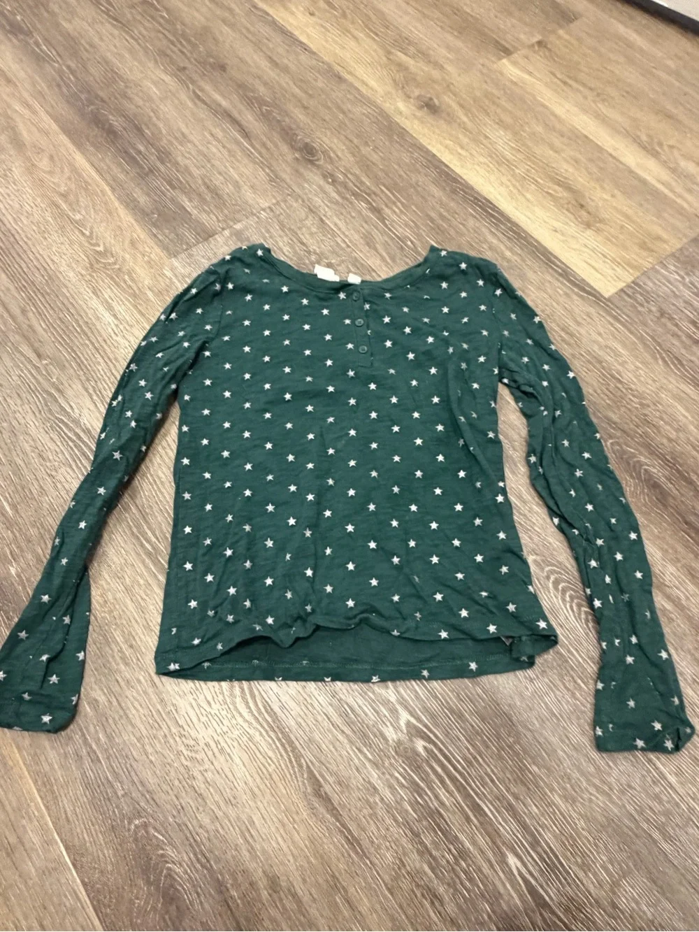 GAP kids Dark Green Long Sleeve Star Print Top